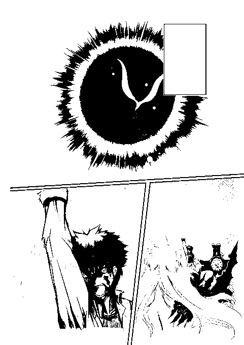 FGOの光帯を表現しようとして集中線フリーハンドで全手書きしたバカ全開の上段コマ 