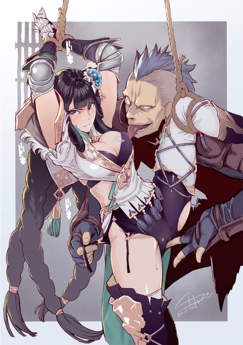 アビポチ一発で消し飛ばせる雑魚相手に、偶然運悪く捕まり、いつでも抜け出せるという事実をなぜか忘れてしまっているうっかり軍師シュラさん。 