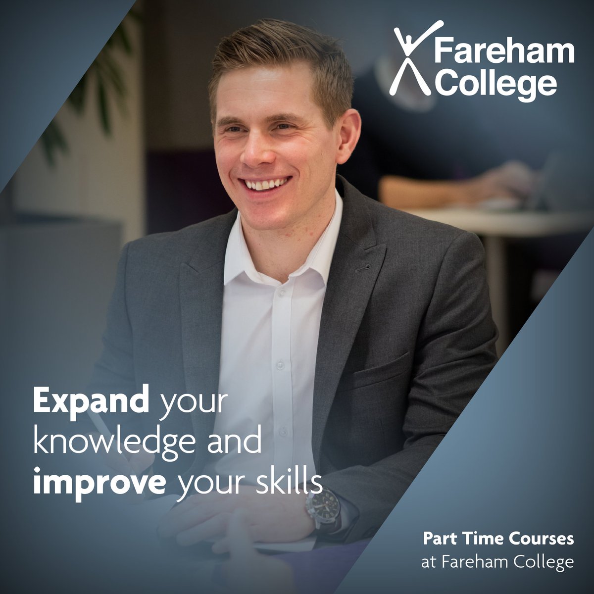 FarehamCollege's tweet photo. Re-energise your career and study a part time course at Fareham College. We have a wide range of different courses available to help you refresh, refocus and retrain. Apply now at https://t.co/k33yaopPfR⠀
⠀
#outstanding #parttime #education #retrain #RefreshRefocusRetrain https://t.co/MoD5uRVCK7