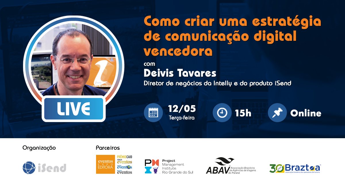 [LIVE SOBRE COMUNICAÇÃO]🔉Vamos fazer uma ação em conjunto com um parceiro de longa data. 
👉🏻Se interessou? Então participe desta Live. 
Acesse o link: bit.ly/liveisend