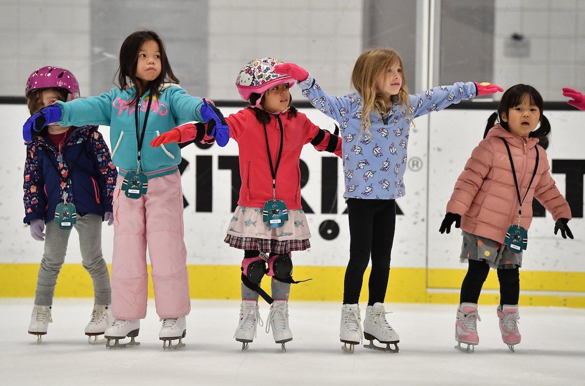 SharksIce's tweet photo. There is nothing better than a watching our learn to skate kids move off the buckets and skate on their own! Would love to see some of your favorite rink pictures. #tealtogether #missingtherink https://t.co/c6XtbM1Ew8