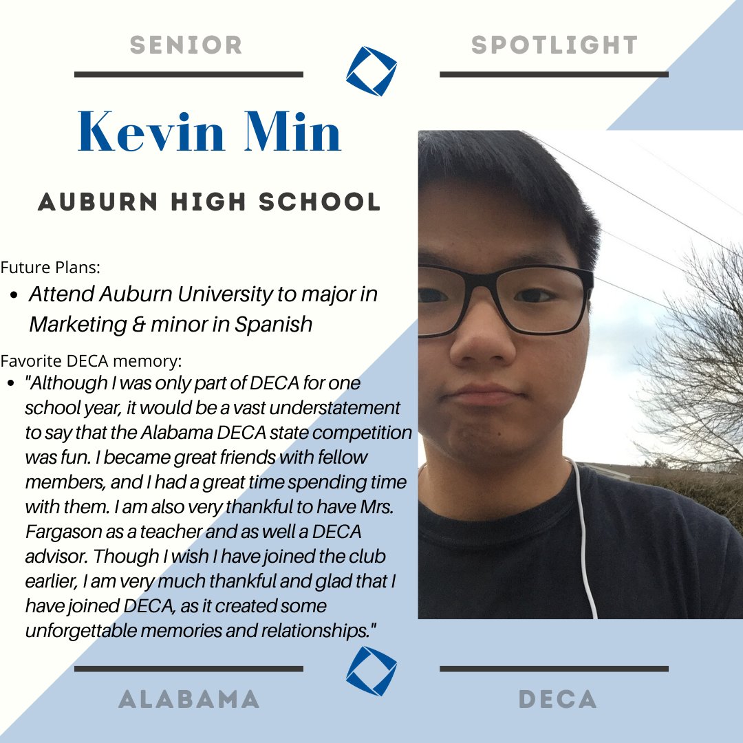 DECAAlabama's tweet photo. 2020 DECA Senior Spotlight!
@auburn_DECA @AHSAuburnTigers #aldeca #alabamadeca https://t.co/OHsQAiuFdb
