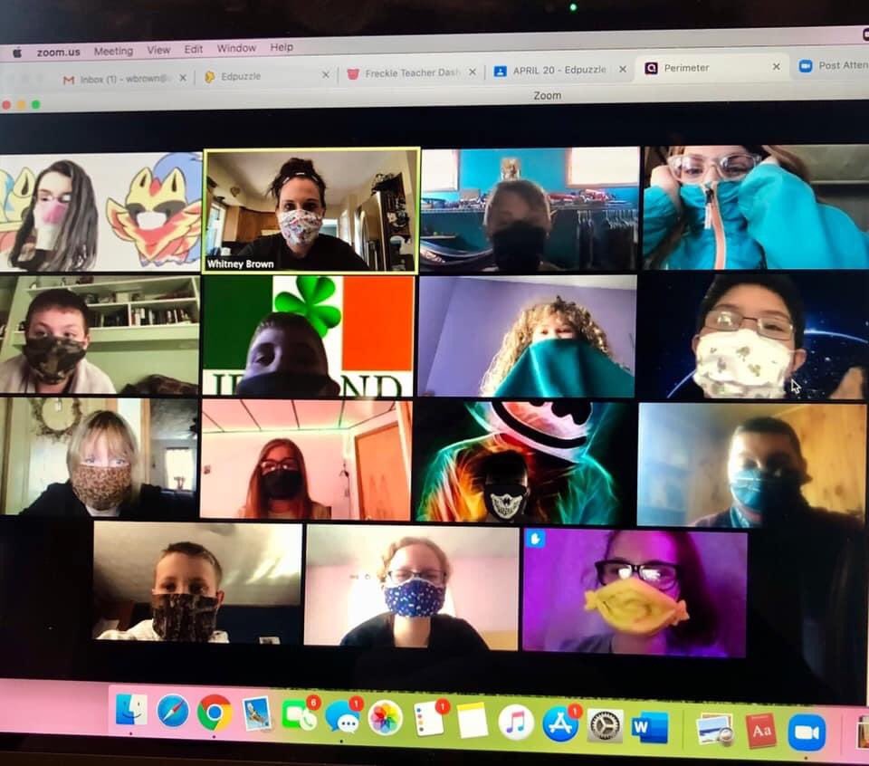 aasd_panthers's tweet photo. Today during the 5th &amp; 6th grade Zoom meetings, the students brought their masks to try them out.  The masks were either made by someone or homemade for Mrs. Bates’ STEM project.😷 @PASchoolsWork @PADeptofEd #STEMinPA #distancelearning #innovation https://t.co/yt8XZADtjq