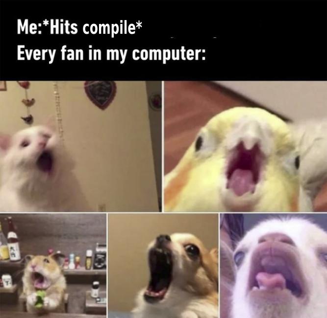 rjturek's tweet image. 🤣 #sohotrightnow #compiling #coding #programming #software #softwaredevelopment #dev #rip #notlikethis #sendhelp #computeronfire