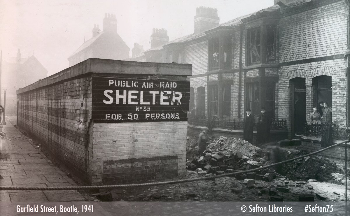 This  #WW2  #Blitz photo shows bomb damage to Garfield Street  #Bootle 1941 - next to an air raid shelter |  @SeftonLibraries  #Sefton75  #VEDay75  #LestWeForget  #Liverpool  #MerseysideIf you’ve got  #Sefton links, share your family’s  #WW2 story:  http://seftonwarmemorials.org 