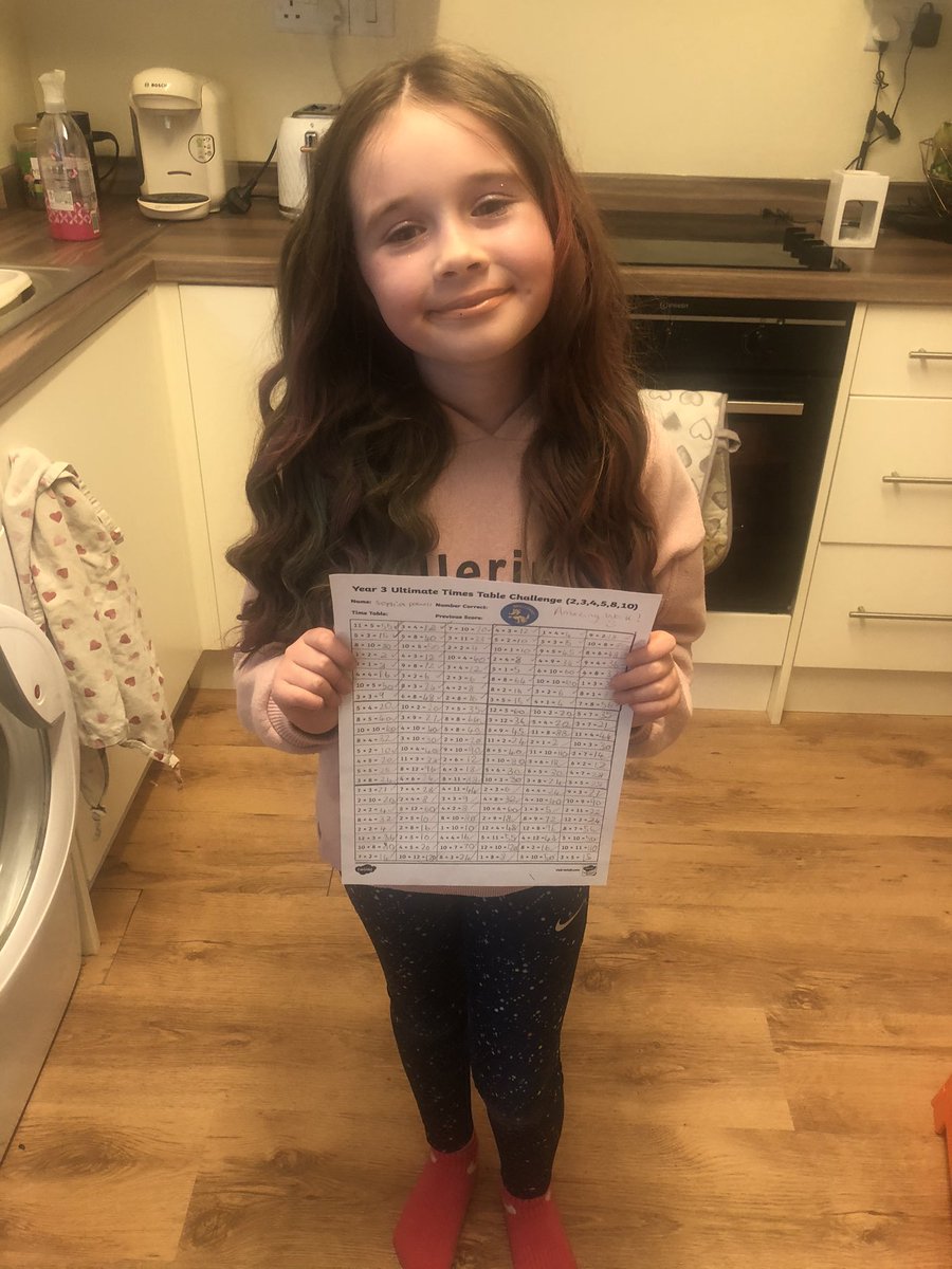 katepowell24's tweet photo. Sophia did a bit everyday this week and completed a times table challenge 😊✅ @CoedEvaYear3 https://t.co/QZDlXLe9Sf