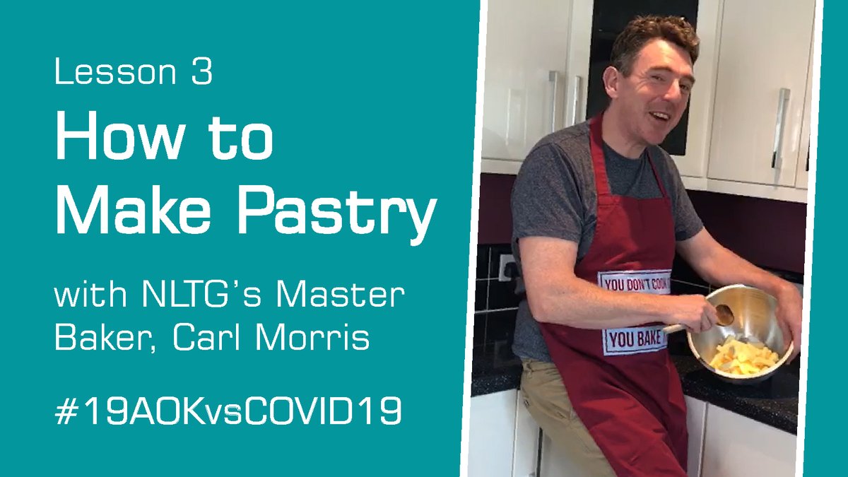 north_lancs's tweet photo. Just in time for the weekend! Lesson 3 from our Master Baker, Carl Morris.

Following on from No.5 of our #19AOKvsCOVID19, this week Carl shows us how to make sweet pastry for a bakewell tart, apple pie and individual jam tarts.

What Lesson 3 here - https://t.co/HHwsicOP2W https://t.co/i64V064alu