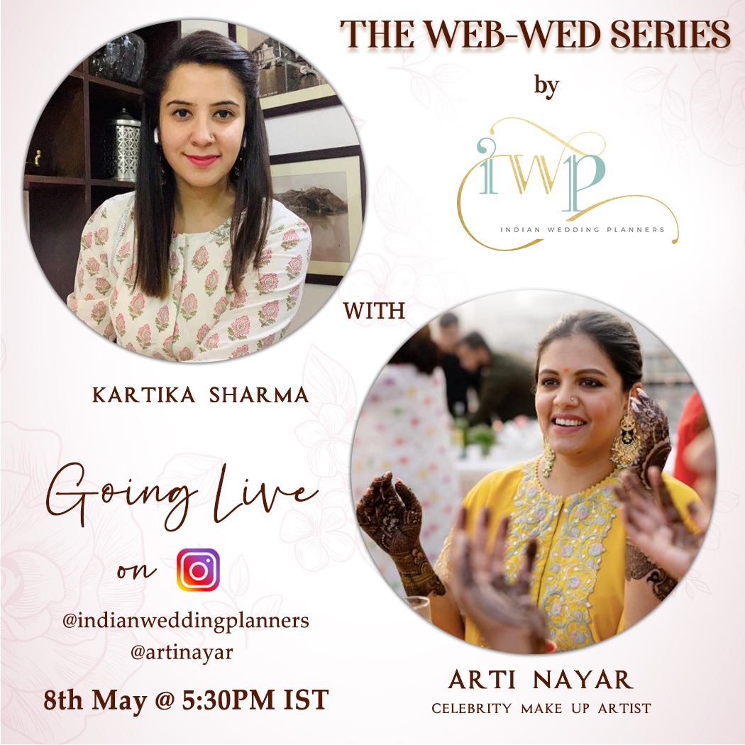 indianweddingg's tweet photo. Joining us tomorrow for the Web-Wed series is Aarti Nayar @artinayar, celebrity makeup artist. 💄
..
Tune in on 8th May, 5:30 pm @indianweddingplanners
.
.
#webwedseries #celebritymakeup #makeupartist #iwpweddings #indianweddings #indianbrides #ArtiNayar https://t.co/GpnJxOKEo0