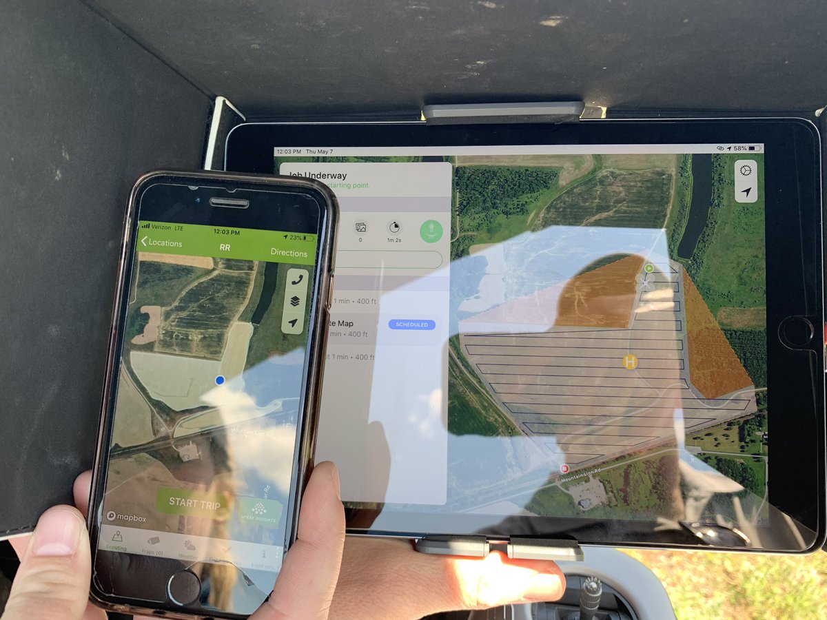 Using MiField FS app to get us to field and Field Agent to get the field flown with drone and Sentera sensor...  <a href="/sfsagro/">Southern FS Agronomy</a> <a href="/Precision_SFS/">Southern FS - Precision</a> <a href="/sentera_uas/">Sentera_uas</a> <a href="/GROWMARK/">GROWMARK, Inc.</a> lots of tech!