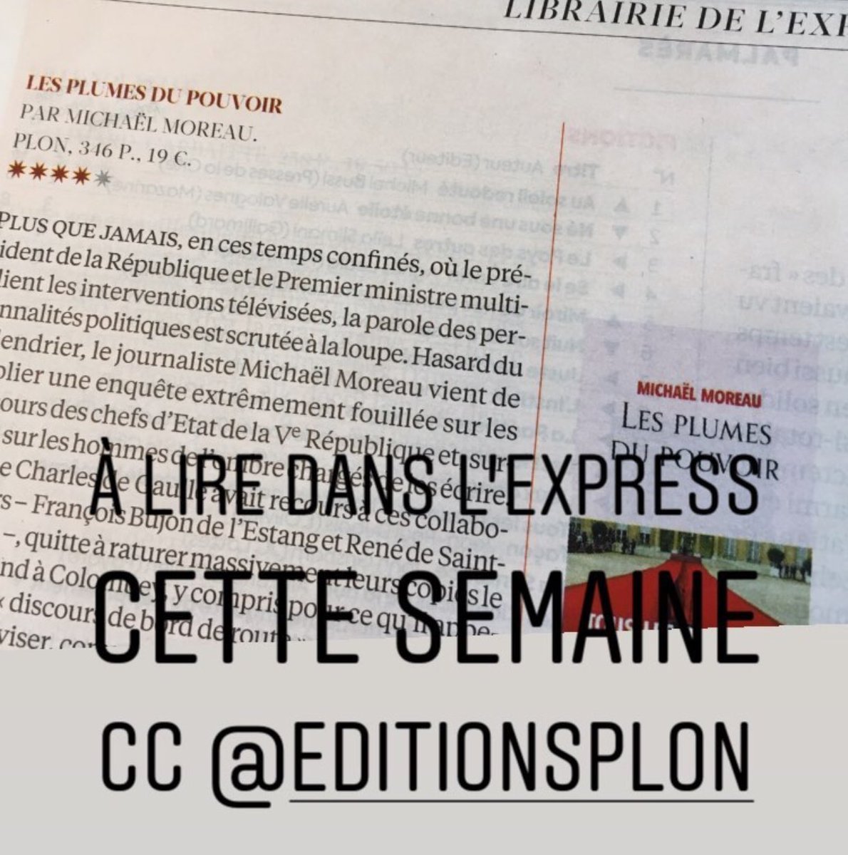 cbabulle's tweet photo. 📚📚📚 À lire @LEXPRESS de cette semaine, l’article de Jérôme Dupuis à propos des discours des présidents de la Ve : « Les Plumes du pouvoir » @MikaMoreau @EditionsPlon et c’est de circonstances #discoursmacron #DiscoursEdouardPhilippe #discours #Deconfinement (photo dr 😊) https://t.co/iiEekBiYqh