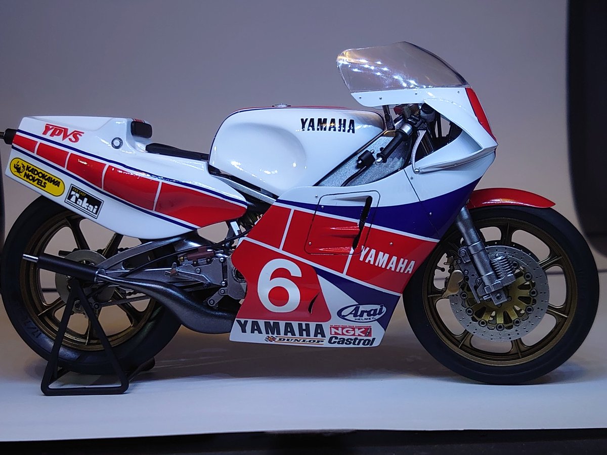 タミヤの1/12、YZR500(OW70)平忠彦仕様完成～。ほどよい部品数だったん