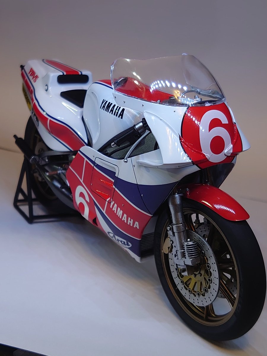 タミヤの1/12、YZR500(OW70)平忠彦仕様完成～。ほどよい部品数だったん