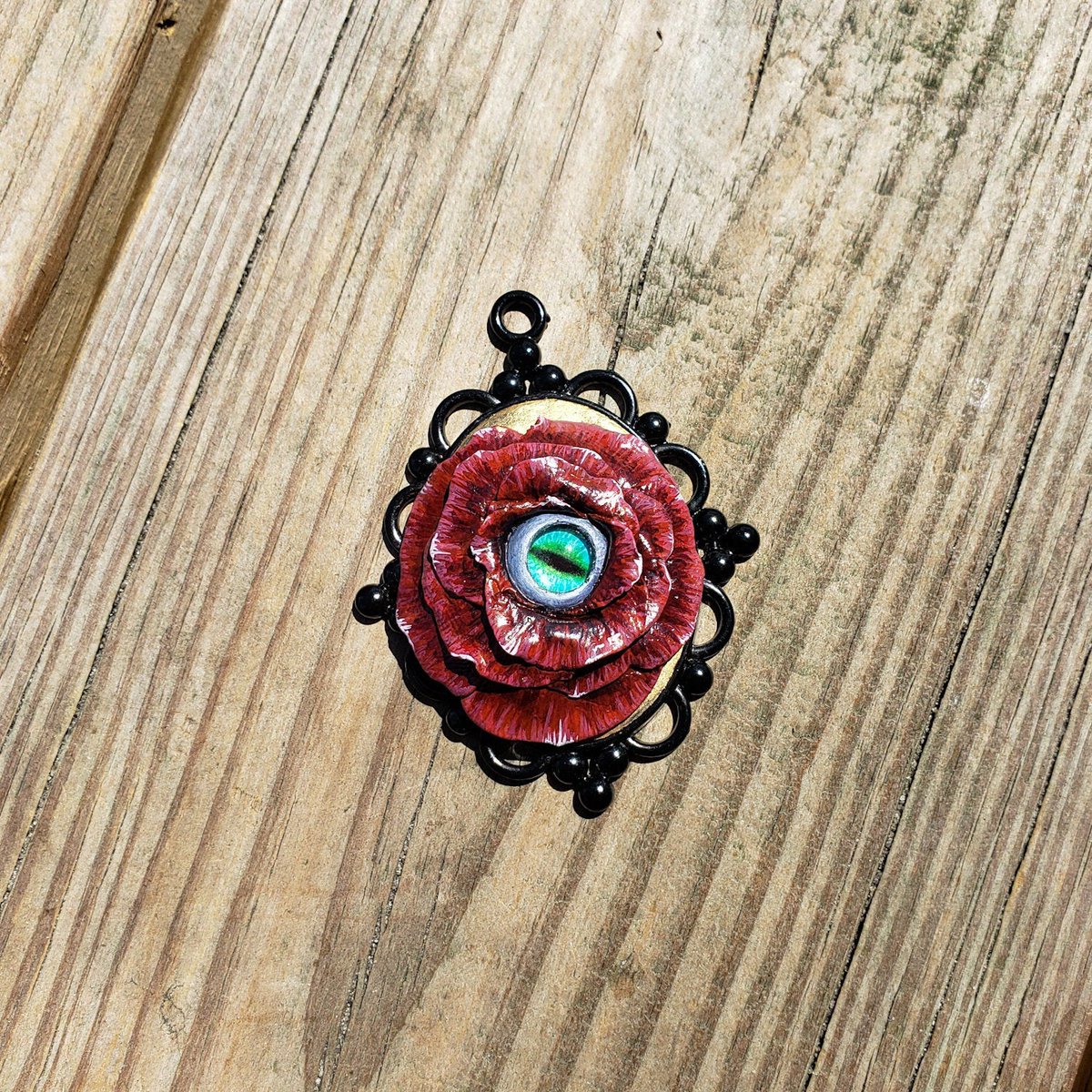 CBauerArt's tweet photo. Excited to share the latest addition to my Etsy shop! Hand Sculpted Eyeball Rose Pendant- this stunning statement piece is ready to be your newest conversation starter! 
https://t.co/UO44lyG9qa https://t.co/NiE9Vz0IlL