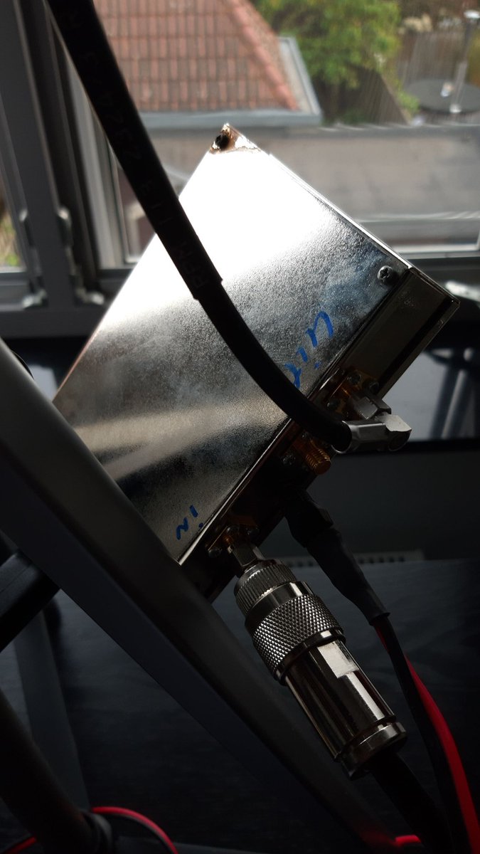 PE1RDP's tweet photo. Just made a cw QSO with this very low powered and portable station.
Nice setup when covid19 lockdown is over.
2watt RF in 15 turn helix helical 50cm long.
#hamradio #lockdown #COVID__19 #antenna #Satellite #antenna #UHF #13cm #Q0100 #AMSAT #EsHail #CW #Morsecode #morse https://t.co/9yrTJfG6Bi