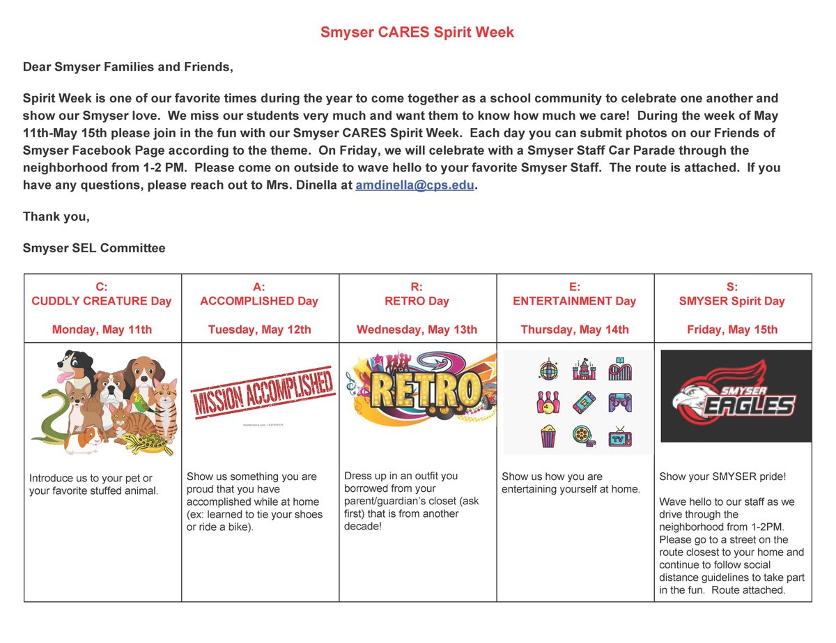 JerryTravlos's tweet photo. Attention Smyser Eagles!  Get ready for our Smyser Virtual Spirit Week starting Monday. https://t.co/zKMl1luiaS