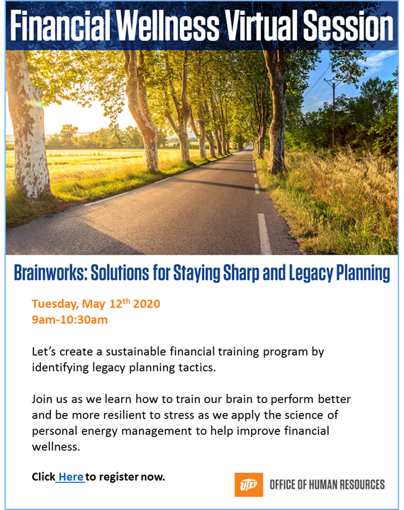 Join us with this upcoming informative financial Wellness session!
Link to register: campusedge.utep.edu/event/5917-fin…