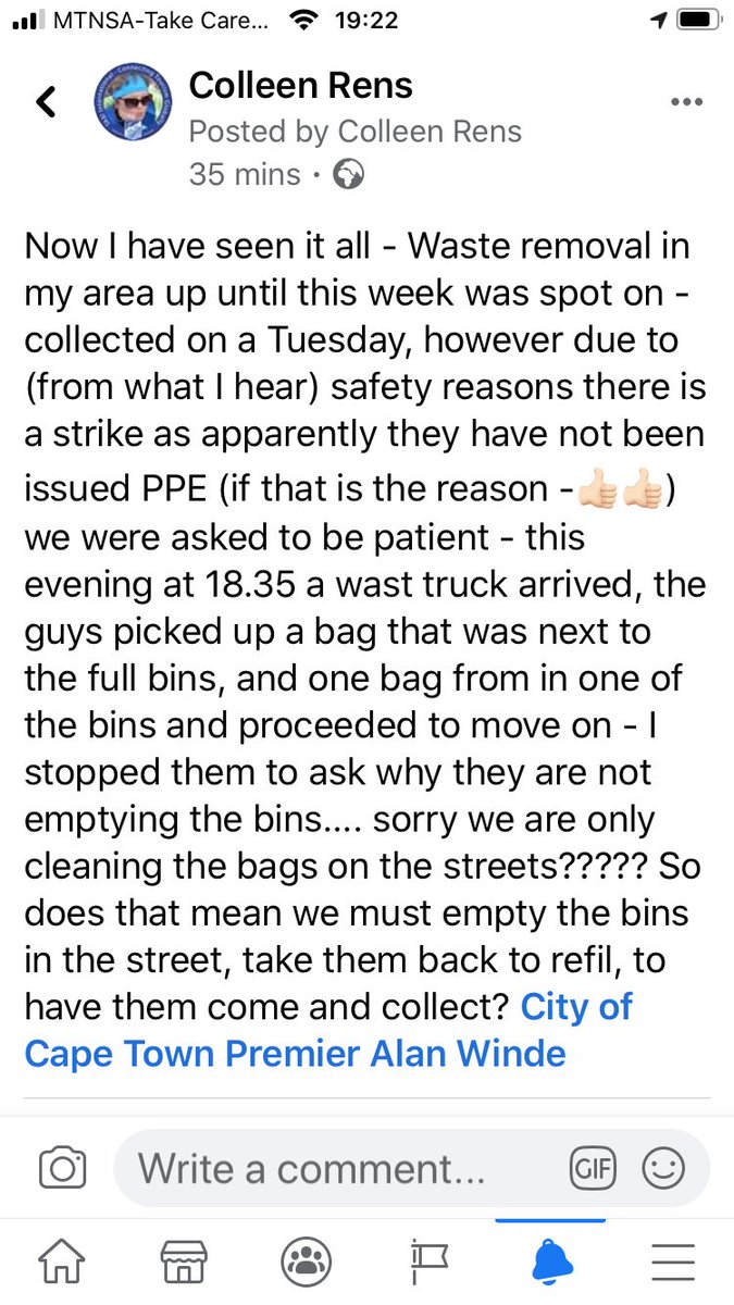 ColleenrensR's tweet photo. @CityofCT @WesternCapeGov @VosJames Solid Waste workers are at risk and should have the proper PPE to perform - City is already battling rats https://t.co/SrzRDmzbr4