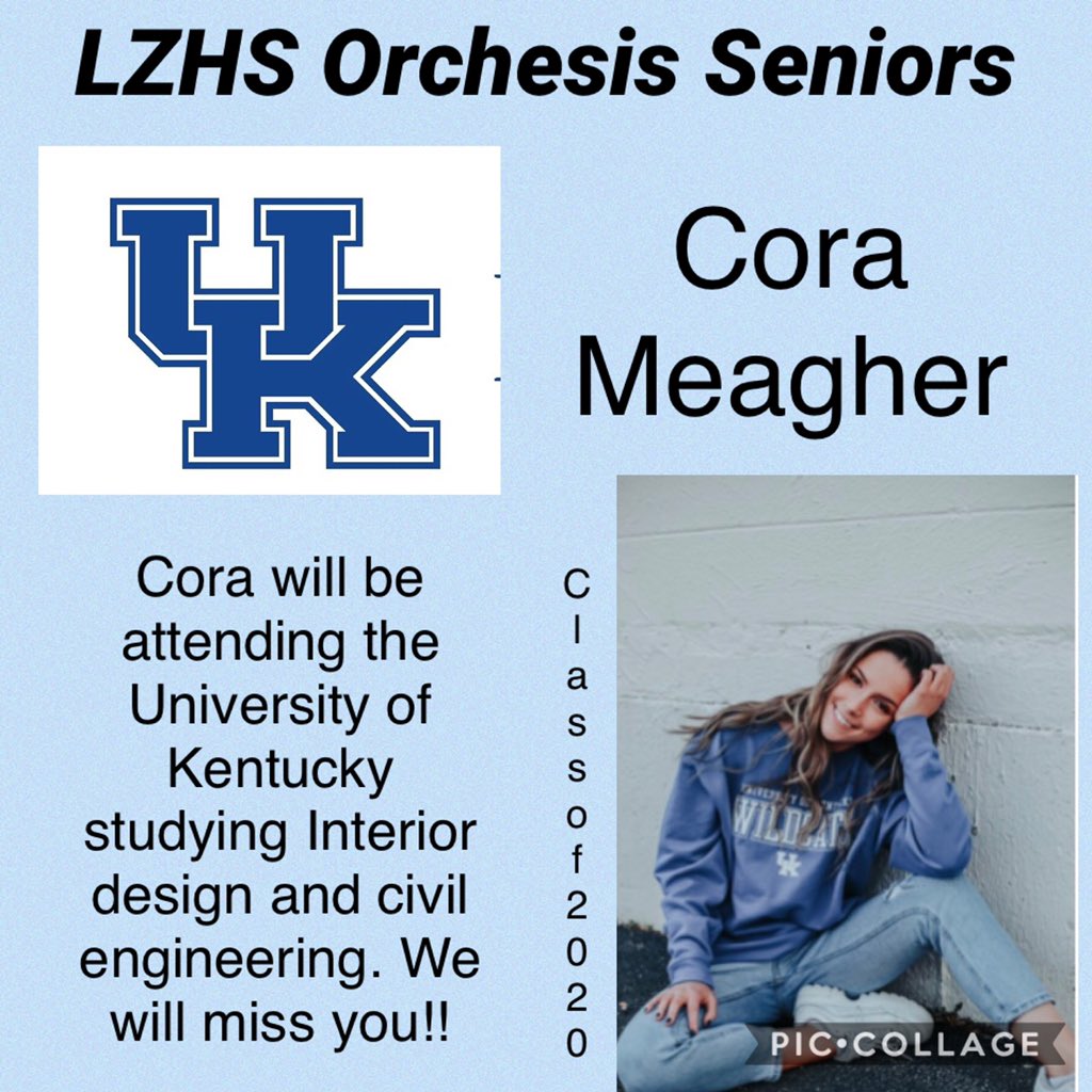 LzhsO's tweet photo. Our next senior spotlight goes to Cora Meagher!! Best of luck at the University of Kentucky!! https://t.co/CGh0jPY9dr