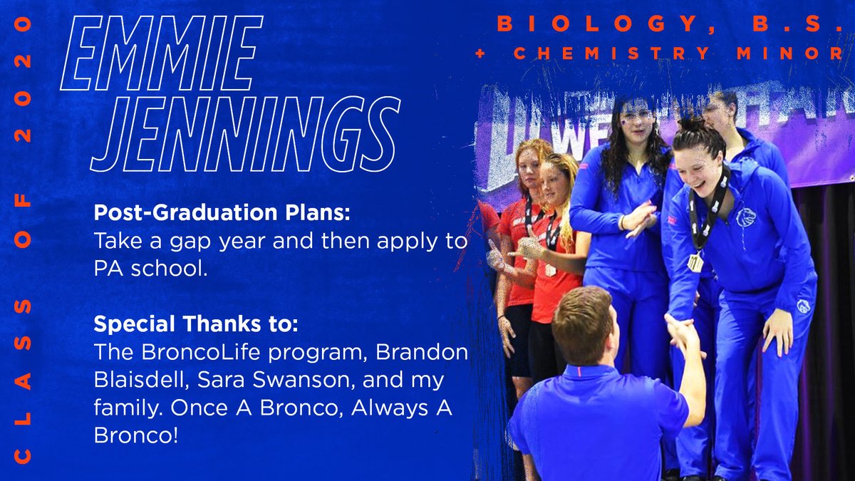 BroncoSportsSD's tweet photo. Congratulations to 3-time Academic All-MW honoree Emmie Jennings on graduating this week!! Best of luck in whatever your future holds.

Friday’s virtual ceremony for Bronco student-athletes is set for 11 am on Facebook Live.

💻 https://t.co/sBe0hkwFWQ…

#BleedBlue https://t.co/fqn35v5jcw