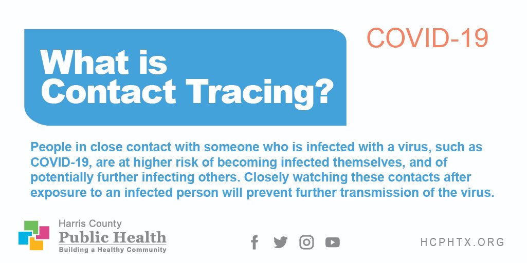 hcphtx's tweet photo. #ContactTracing isn't a new method, but it has taken on new importance as we move to contain the spread of #COVID19. When you are contacted by a contact tracer, answer the questions can help us trace possible #exposure and identify hot spots of #infection. #KeepHarrisCountyStrong https://t.co/zmNU0HMjzc