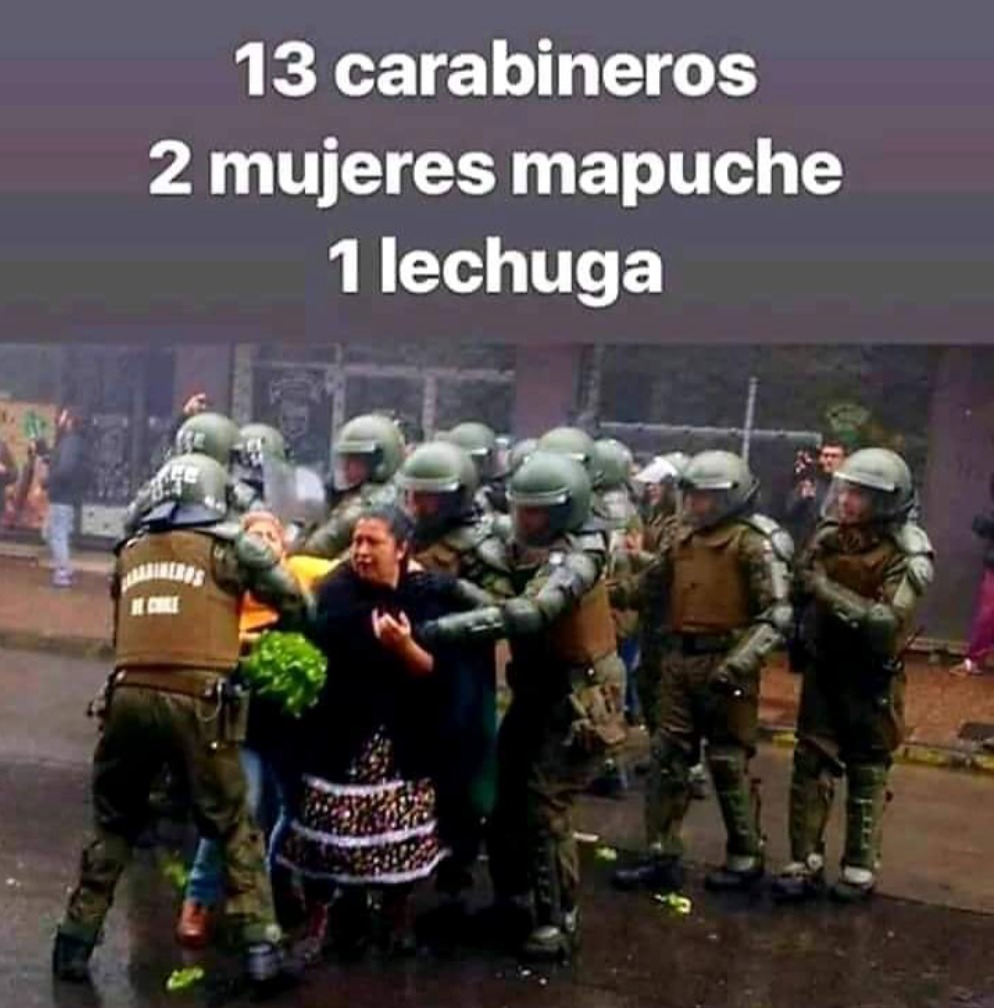 anatijoux's tweet photo. 13 carabineros
2 mujeres mapuches
1 lechuga https://t.co/pa4kVzWPKB