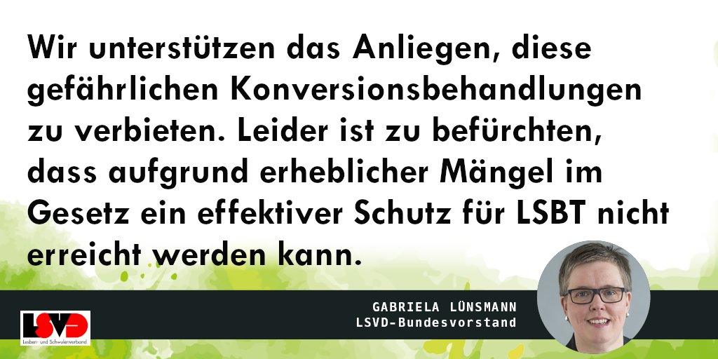 lsvd's tweet photo. Bundestag verbietet #Konversionstherapien. Leider ist zu befürchten, dass aufgrund erheblicher Mängel im Gesetz ein effektiver Schutz für Lesben, Schwule, bisexuelle und transgeschlechtliche Menschen nicht erreicht werden kann.

https://t.co/avQphxY8ul https://t.co/JHz1Fk1TaH
