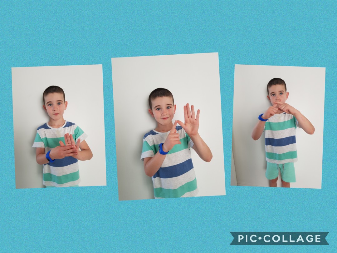 SarahDwork's tweet photo. @RHPSNursery @RHPSWholeSchool Learning to finger spell his name during #DeafAwarenessWeek https://t.co/5VRToelVxV