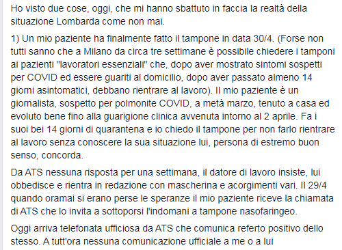 gisellaruccia's tweet photo. La situazione a Milano (il post è di un medico di base) https://t.co/LeenZ4cmT2