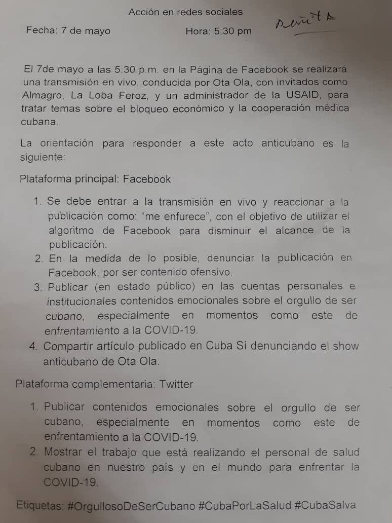 alexotaola's tweet photo. Los piratas cibernéticos cubanos. Convoca sin ningún pudor a boicotear una transmisión legítima en nuestras plataformas. Una muestra más de cuanto son capaces de hacer para Están tan débiles, son tan cobardes que la verdad los aterra. #holaotaola #hayquejoderse https://t.co/DxzOm0MobU