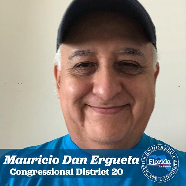 FL4Bernie2020's tweet photo. Congressional District 20: Bernie earned 1 male delegate.
We endorse MAURICIO ERGUETA!
🥳🎉🎊
#FloridaForBernie #Bernie2020 #NotMeUs #FeelTheBern #DNC #DNCDelegate #BernieDelegate #DemPrimary #OnceAgain #MedicareForAll #GreenNewDeal #FutureToBelieveIn #TeamBernie https://t.co/MdZ1aNwZJz