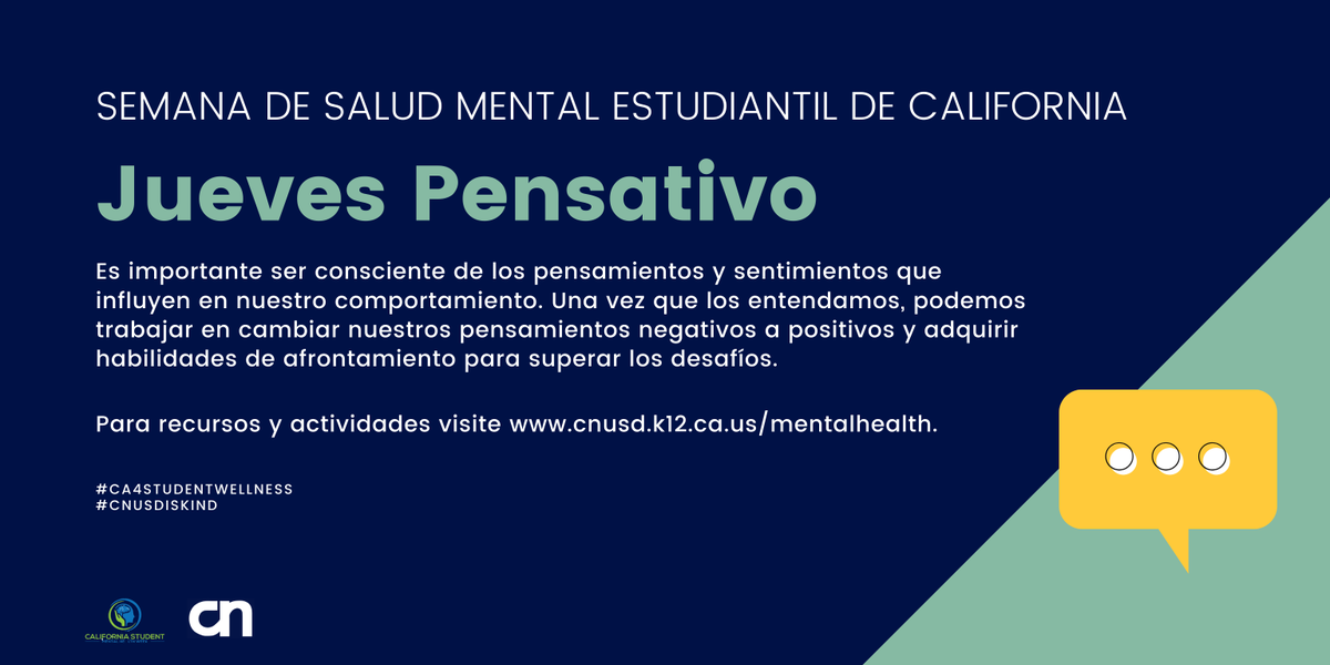 CNUSD's tweet photo. Ser amables con los demás es importante, pero también debemos recordar ser amables con nosotros mismos. Encuentra más recursos de Jueves Pensativo en https://t.co/gDnMATH2O4.
#CA4StudentWellness #CNUSDisKind https://t.co/Z0AHbgjavB