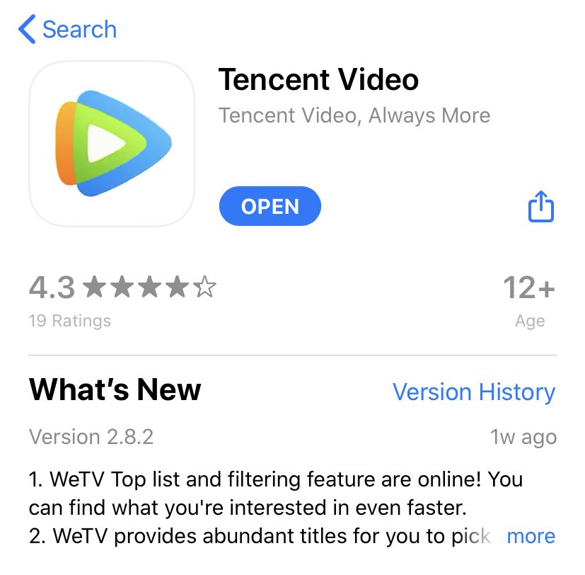 1. Tencent Video / WeTV (the name for the app is different depending on your device)*Signup with your phone number*