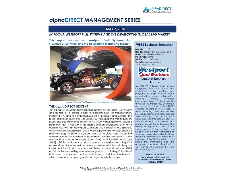 alpha_DIRECT's tweet image. alphaDIRECT Advisors Discusses @WestportDotCom and the Developing Global LPG Market with VP of Strategy and Product Planning, Bart Van Aerle $WPRT alphadirectadvisors.com/managementseri…