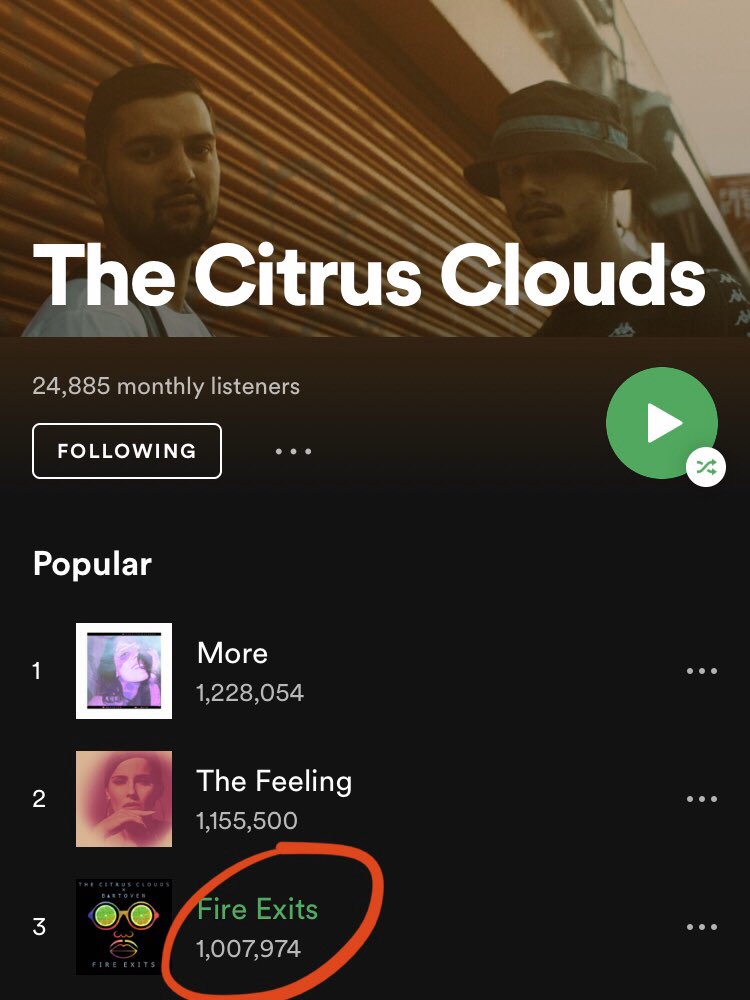 Thank you for 1M streams on Fire Exits ❤️