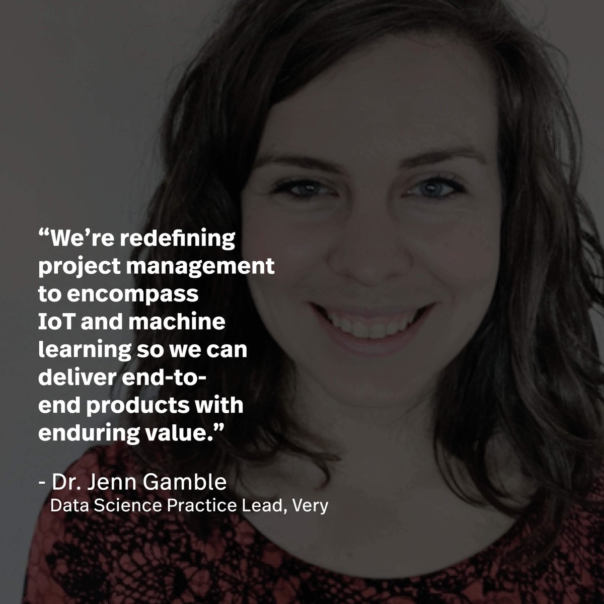 verytechnology_'s tweet photo. Our own Data Science Practice Lead, Jenn Gamble, just delivered a fantastic presentation on #datascience &amp; IoT at #connectedthings2020. Learn more about the projects she’s leading here: https://t.co/htZxHC0x1o https://t.co/72jNnRXYzl