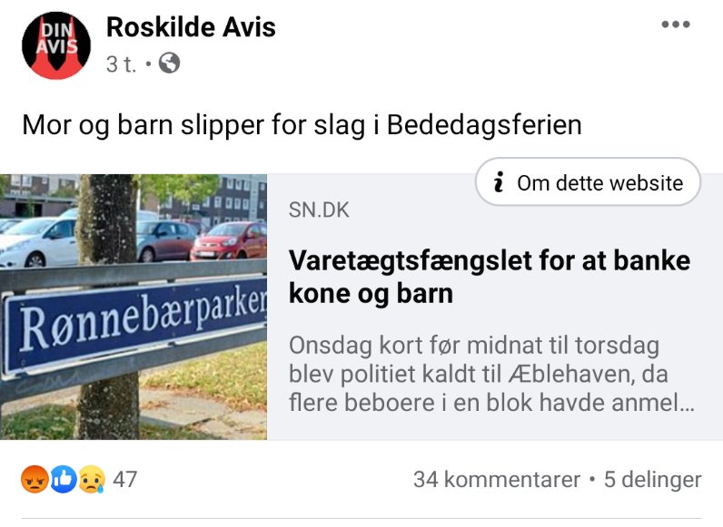 EspDanmark's tweet photo. @sndk_nyheder det er vel en fejl med den overskrift på Facebook? Det er altså en ommer.
I selve artiklens overskrift er gerningsmanden også tryllet væk. 
Ord har betydning, og det er desværre en tendens med bagatellisering og usynlige gerningsmænd. 
#VoldModKvinderMediernesAnsvar https://t.co/P9m4ZraEFp