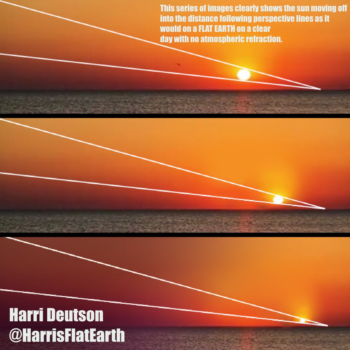 HarrisFlatEarth's tweet photo. Clear proof that the sun does not go below the horizon on a clear day with no atmospheric refraction. The sun is local. #flatearth #flatearthtruth #researchflatearth #thesunislocal https://t.co/GojzchGUYh