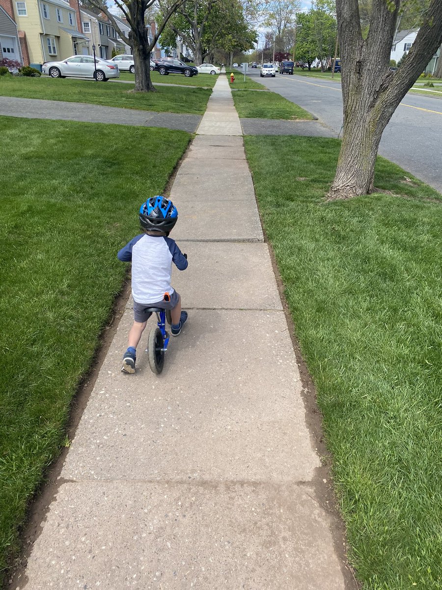 MrCarlRJohnson's tweet photo. One of our usually 1 to ???? trips around the block per day, someone is very close to no training wheels on his real bike @PHSClass_2022 @PlvComSchools #WeArePlainville https://t.co/XHPkpSSyEo