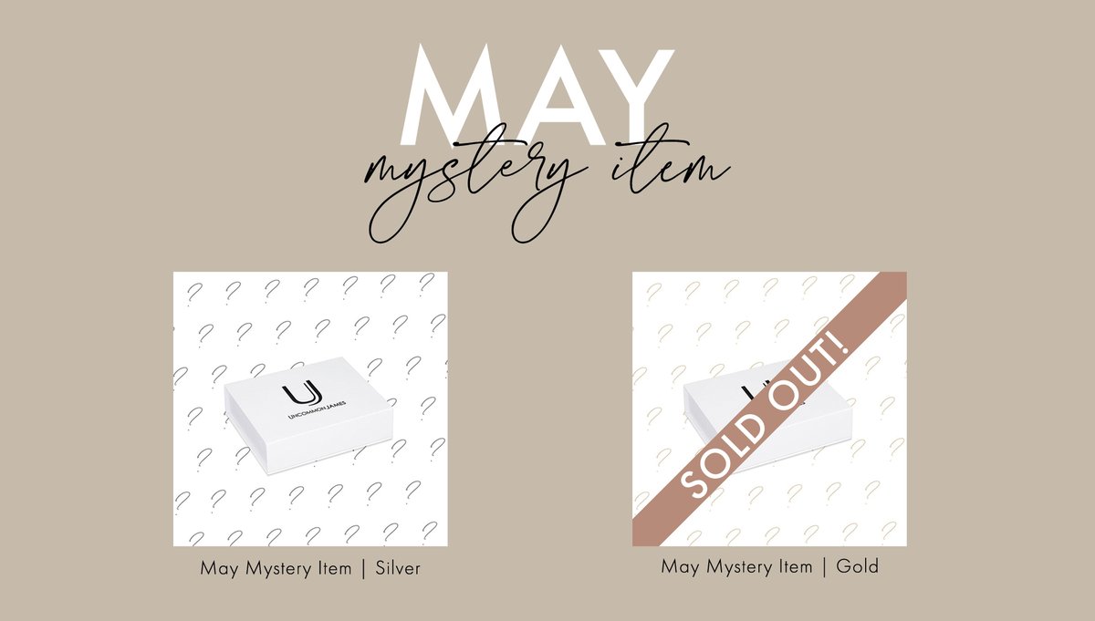 UncommonJames's tweet photo. Thanks, babes! Our gold Mystery Item is SOLD OUT! There is still a limited number of our Mystery Item in silver, so grab 'em while you can! https://t.co/LsBPYDuBkx https://t.co/aUDj2ef31I