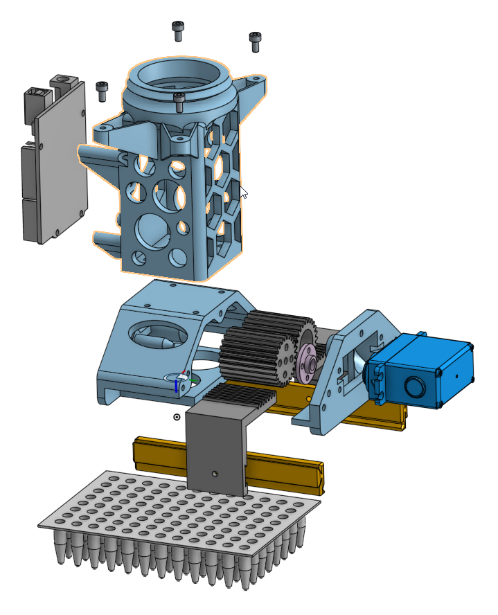 pochekailov's tweet image. In process of designing a gripper for 96 wells plates. Once completed, Arnie will be able to do high throughput DNA/RNA magnetic beads purification.