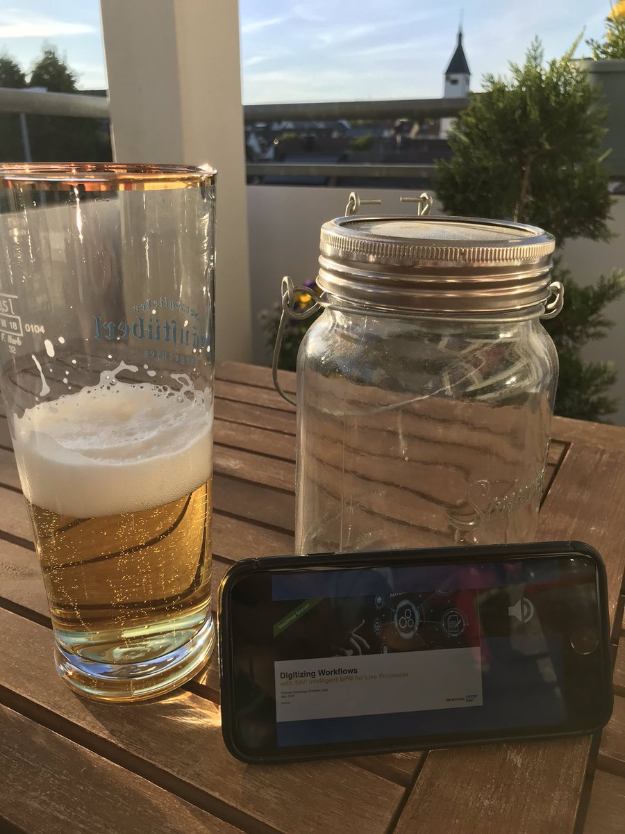 s_schluchter's tweet photo. Sunshine, cold beer and then listening to the latest news around SAP #IntelligentBPM for Live Processes with @ThomasVolmering and @ch_loos. Would call this a quite nice evening 😉 @sapcp #workflow #businessrules #processvisibility ...more to come... #sapcp https://t.co/A88xMoTet7