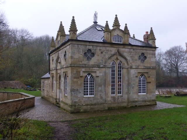 3.19/ Howsham Mill. Water powered corn mill constructed to look like a gothic revival folly circa 1755. Redundant since 1947 it became a roofless ruin. Grant funding allowed it to be restored & it now sells electricity to the National Grid produced using its Archimedes screws.