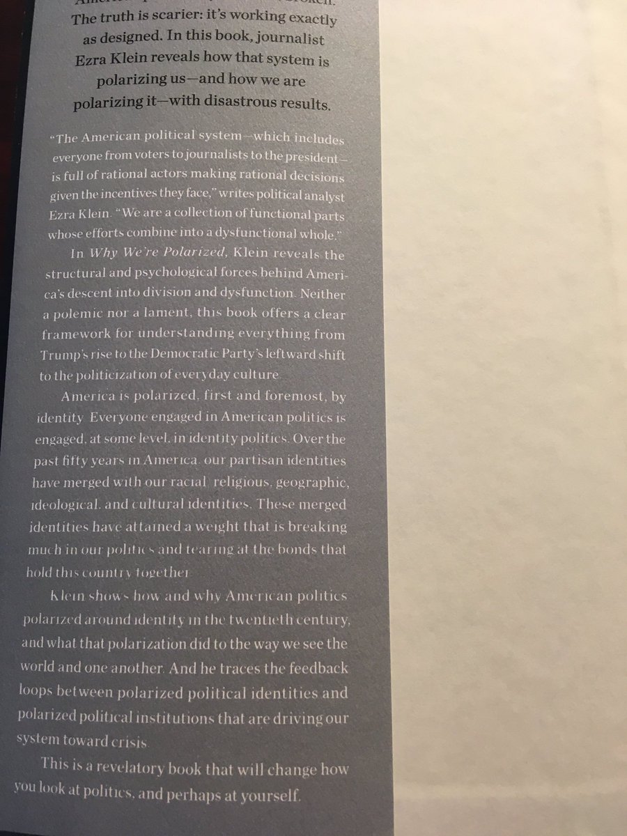Suggestion for May 7 ... Why We’re Polarized (2020) by Ezra Klein.