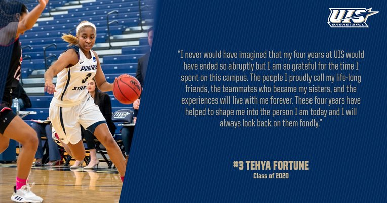 UISWBB's tweet photo. Senior Guard, Tehya Fortune reflects on her experience at UIS! Tehya will graduate with a degree in Communications with a minor in Criminal Justice! Congrats Tehya! #SeniorSpotlight #SeniorSpotlight #Classof2020 #WIT #ProtectThePrairie https://t.co/WSBelZwayi