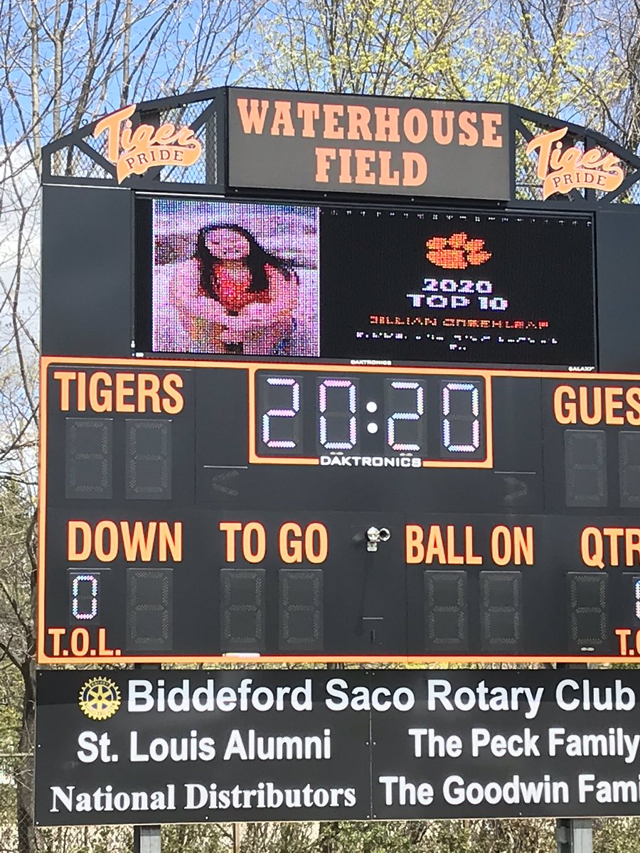 BiddHSAthletics's tweet photo. Waterhouse video board now featuring the BHS Top 10! Golden Tigers will be displayed next week! #tigerprideathome https://t.co/fEydwkcWyl