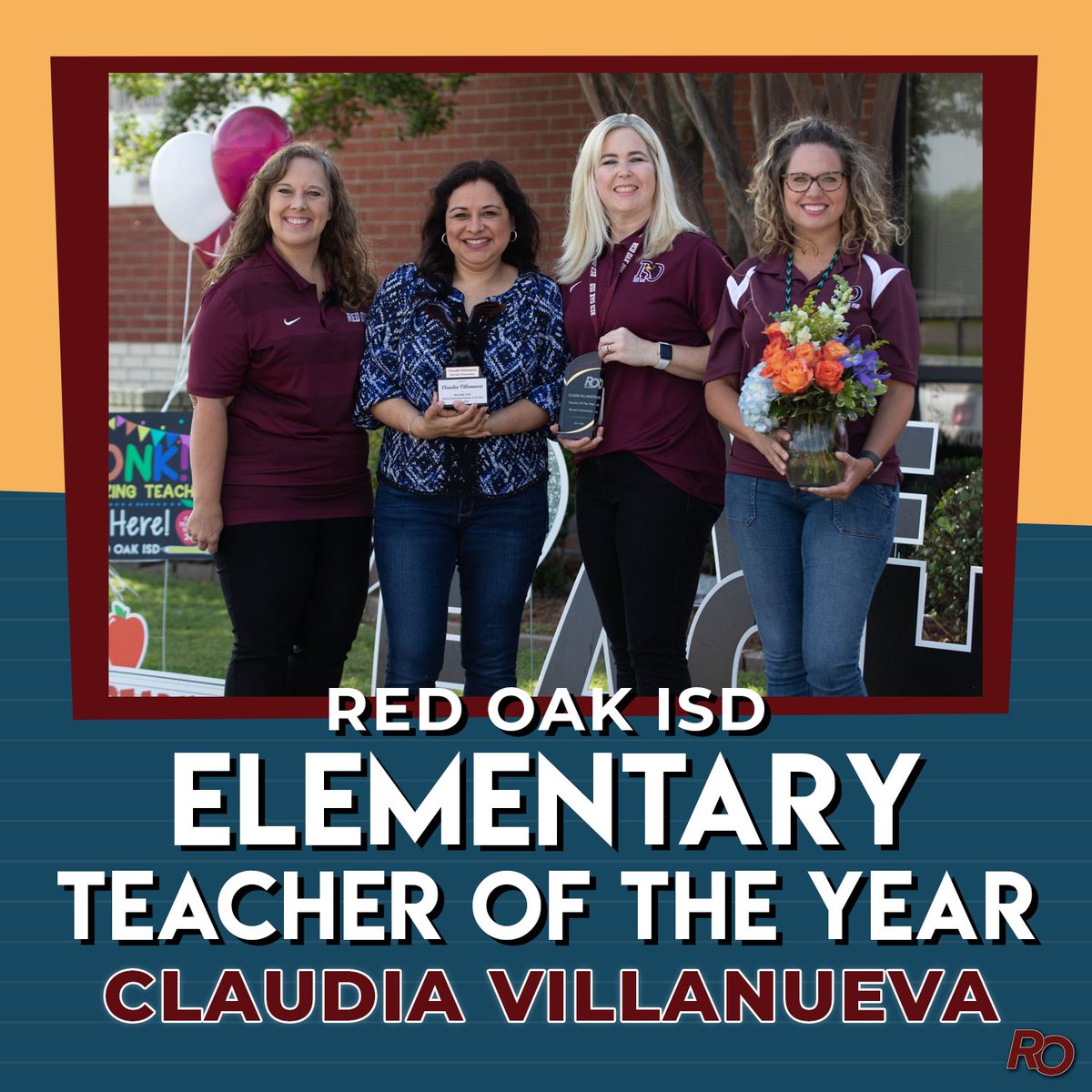 redoakisd's tweet photo. #ROISD proudly announces the District #Elementary and #Secondary Teachers of the Year!

These teachers epitomize the educator profile &amp; the #4Talons of the Hawk every day in their interactions with students, peers, parents, and the community. Congrats! https://t.co/RRZr6joanu
