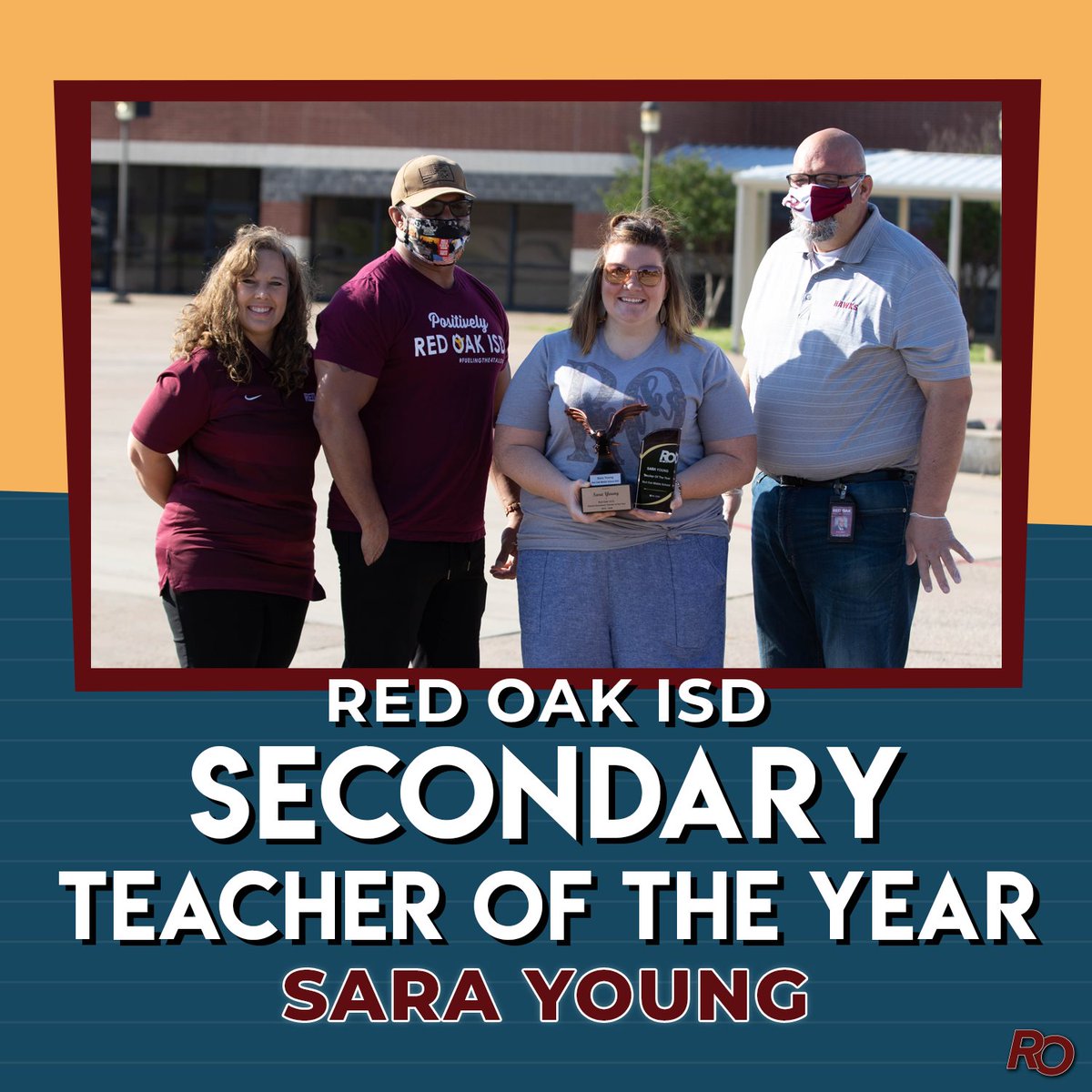 redoakisd's tweet photo. #ROISD proudly announces the District #Elementary and #Secondary Teachers of the Year!

These teachers epitomize the educator profile &amp; the #4Talons of the Hawk every day in their interactions with students, peers, parents, and the community. Congrats! https://t.co/RRZr6joanu