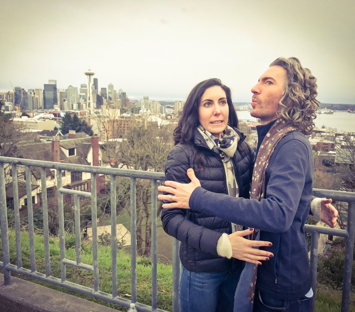 wearesneaky's tweet photo. We visited Seattle last year. Greg pwned this city in the 90s, did the grunge band thing, was adored by tens of fans and started taking a lot of mdma.

To celebrate this series of dubious life choices, we struck the most natural pose imaginable. https://t.co/hz0GVy5XwQ