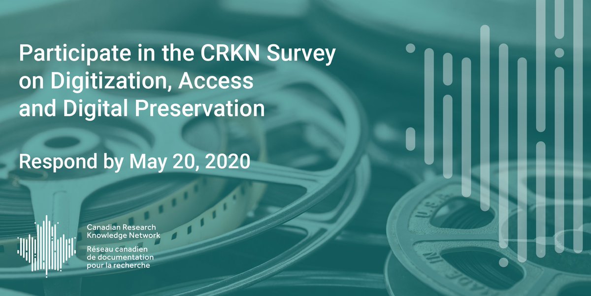 CRKN_RCDR's tweet photo. The CRKN Survey on Digitization, Access, and Digital Preservation is open. Click here to learn more and take the survey today: https://t.co/on7dUiR9uE #digitization #digitalpreservation https://t.co/JDap3PW8b0