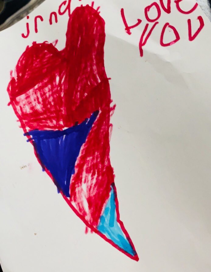 Poni3kj's tweet image. Kaleb drew me the best big heart ever. Thank you Kaleb!  I love it. #Firstfriends. #CrowleyPrideUnified